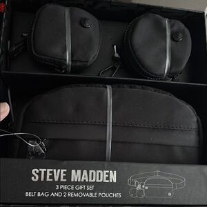 Steve Madden Black Belt Bag Set